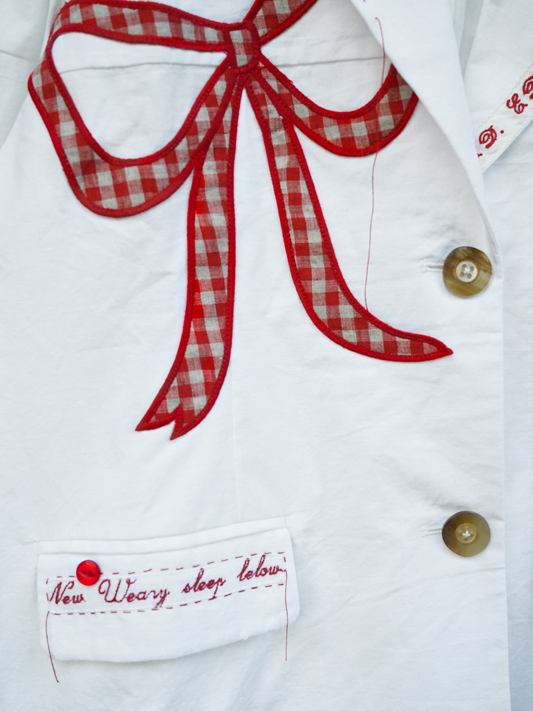 Unlogical Poem Poem Embroidery White Cotton Oversized Blazer