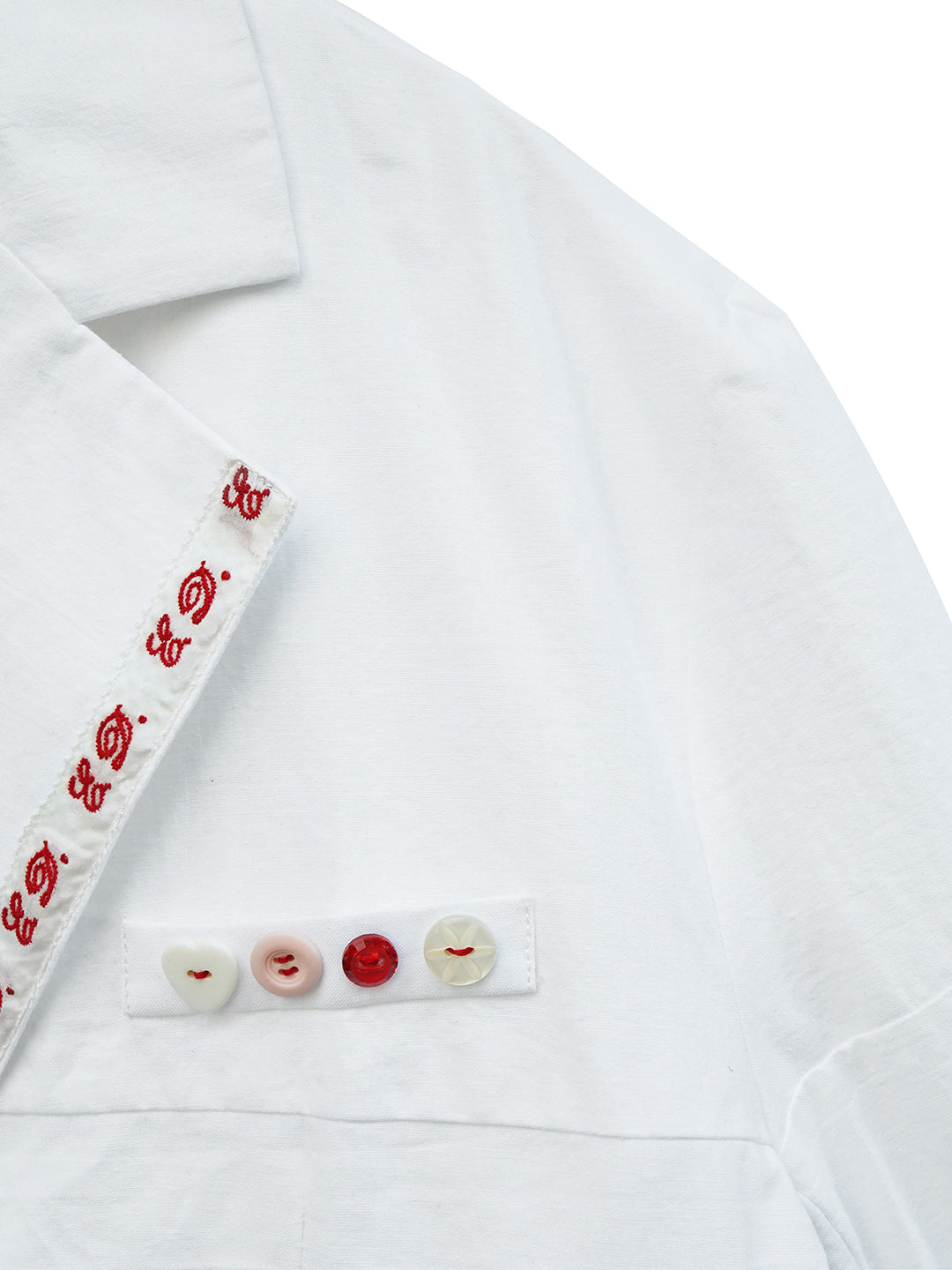 Unlogical Poem Poem Embroidery White Cotton Oversized Blazer