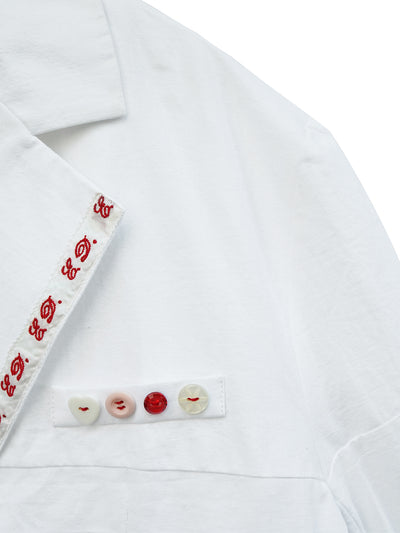 Unlogical Poem Poem Embroidery White Cotton Oversized Blazer