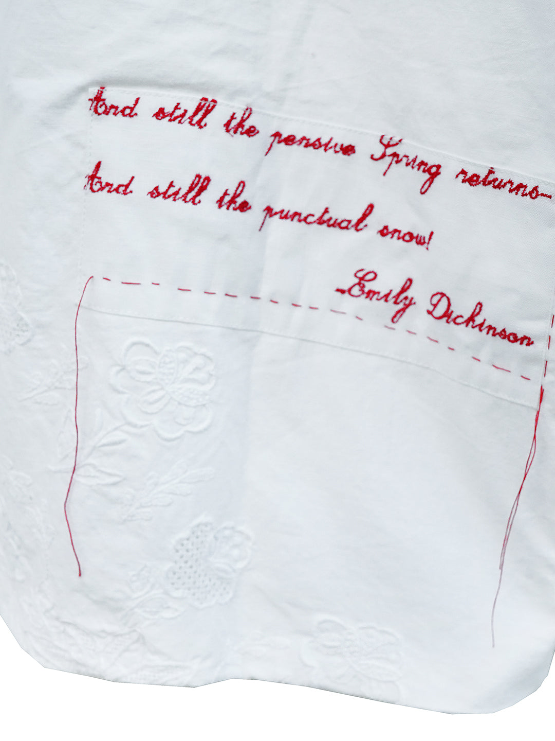 Unlogical Poem Poem Embroidery White Cotton Oversized Blazer