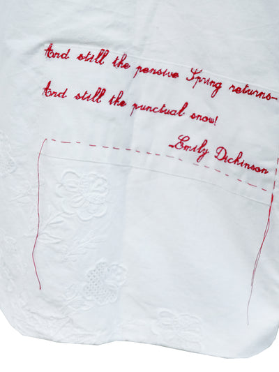 Unlogical Poem Poem Embroidery White Cotton Oversized Blazer