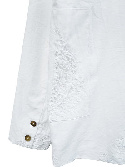 Unlogical Poem Poem Embroidery White Cotton Oversized Blazer