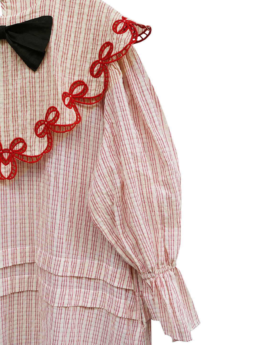 Unlogical Poem Bow Embroidered Cotton Linen Dress