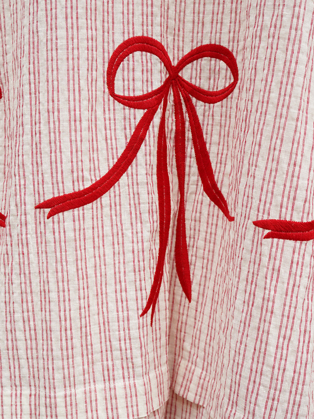 Unlogical Poem Bow Embroidered Cotton Linen Dress