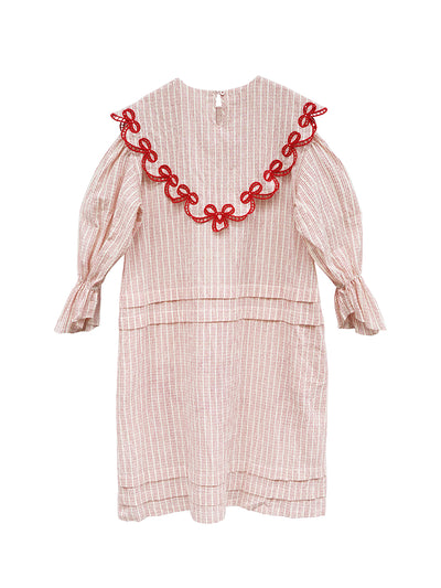 Unlogical Poem Bow Embroidered Cotton Linen Dress