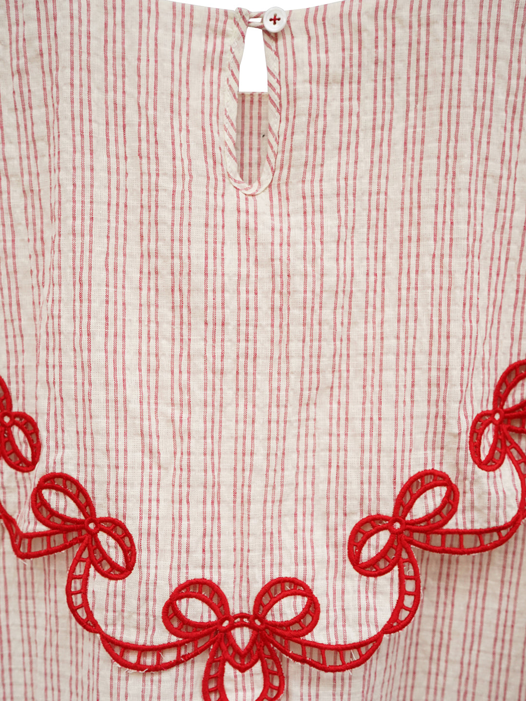 Unlogical Poem Bow Embroidered Cotton Linen Dress