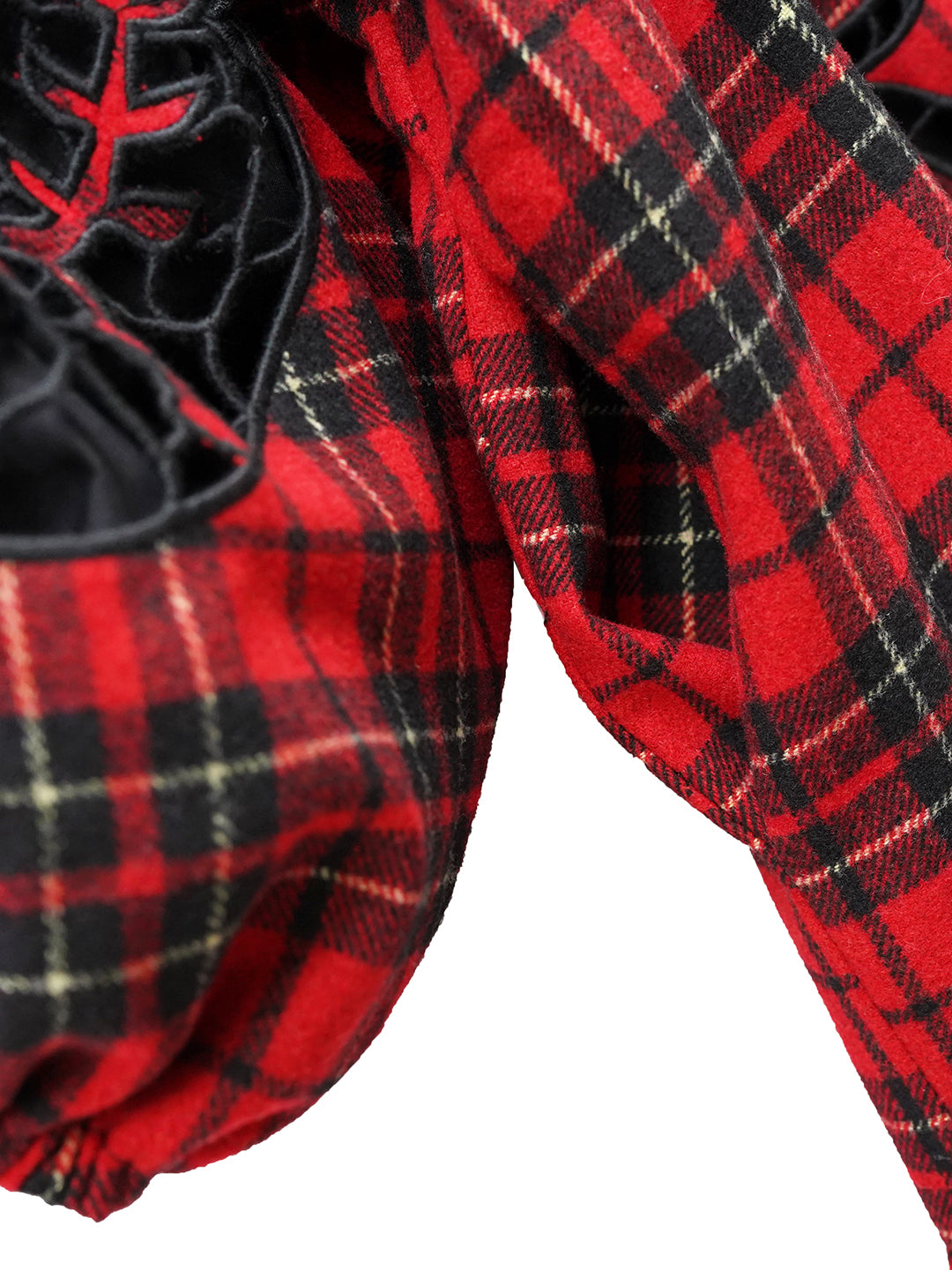 Unlogical Poem Victorian-style Paper-cut Pattern Hollow Embroidery Tartan Woolen Dress