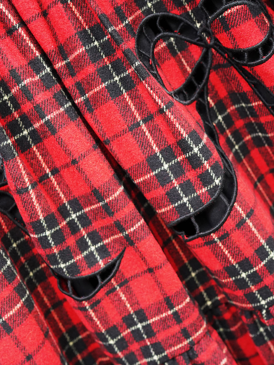 Unlogical Poem Victorian-style Paper-cut Pattern Hollow Embroidery Tartan Woolen Dress