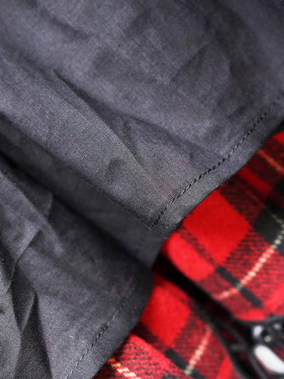 Unlogical Poem Victorian-style Paper-cut Pattern Hollow Embroidery Tartan Woolen Dress