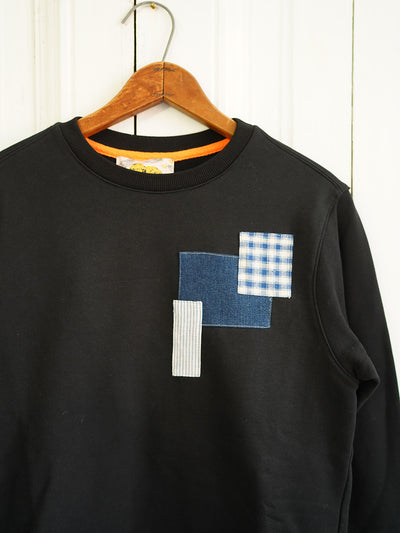 Unlogical Poem Vintage Style Print Patchwork Sweater