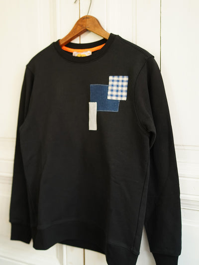 Unlogical Poem Vintage Style Print Patchwork Sweater