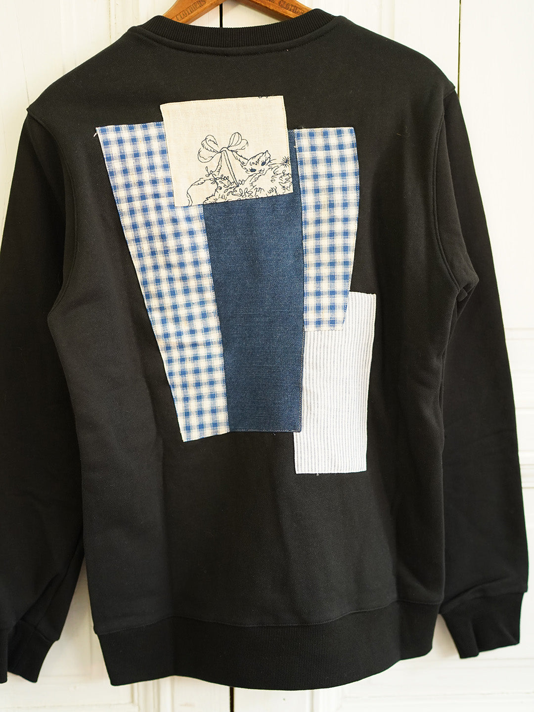 Unlogical Poem Vintage Style Print Patchwork Sweater