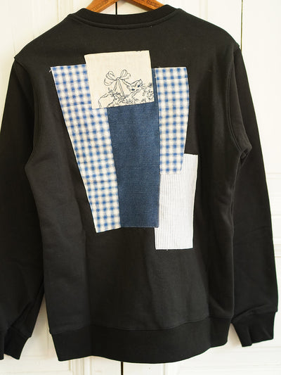 Unlogical Poem Vintage Style Print Patchwork Sweater