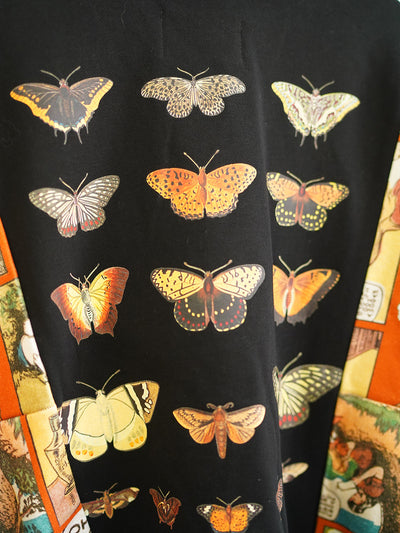 Unlogical Poem Butterfly Embroidery Patchwork Black Sweater