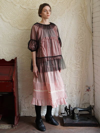 Unlogical Poem Retro Style Pleated Red/Pink Ramie Skirt