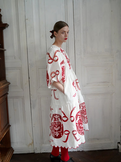 Unlogical Poem Victorian-style Paper-cut Pattern Hollow Embroidery Cotton Dress