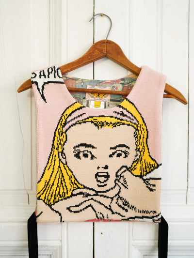 Unlogical Poem Alice in Wonderland Comic Knit Pink Smock