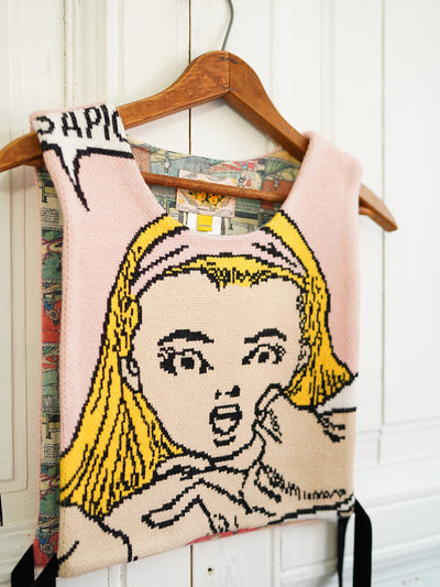 Unlogical Poem Alice in Wonderland Comic Knit Pink Smock