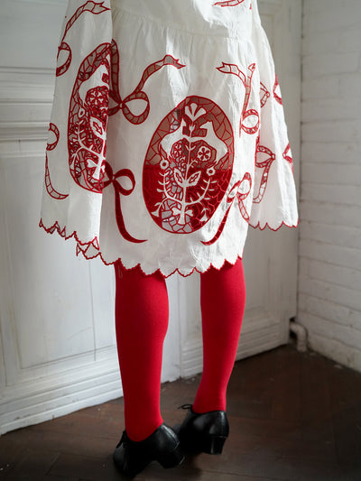 Unlogical Poem Victorian-style Paper-cut Pattern Hollow Embroidery Cotton Dress