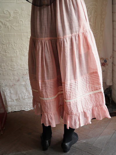 Unlogical Poem Retro Style Pleated Red/Pink Ramie Skirt