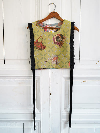Unlogical Poem Cottage Style Yarn-dyed Patchwork Lace Smock