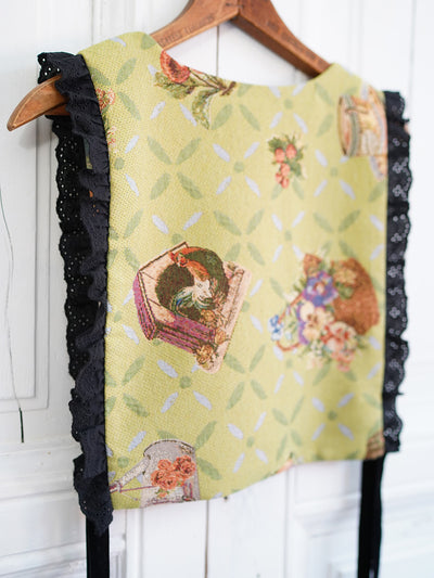 Unlogical Poem Cottage Style Yarn-dyed Patchwork Lace Smock