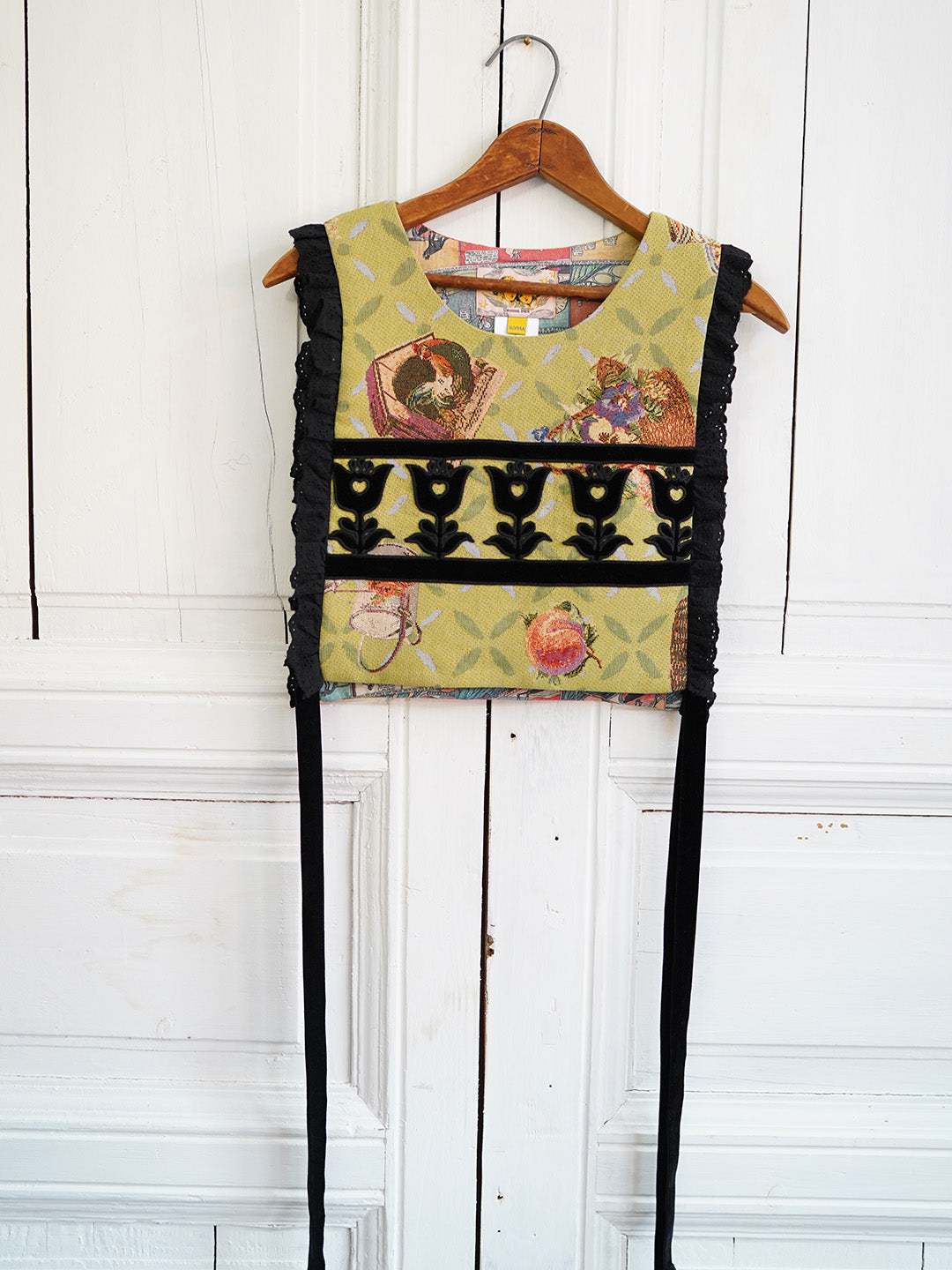 Unlogical Poem Cottage Style Yarn-dyed Patchwork Flower Lace Smock