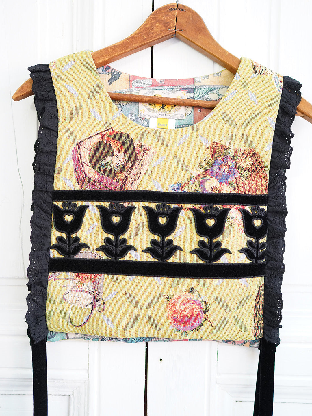 Unlogical Poem Cottage Style Yarn-dyed Patchwork Flower Lace Smock