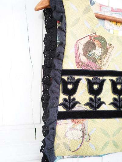 Unlogical Poem Cottage Style Yarn-dyed Patchwork Flower Lace Smock