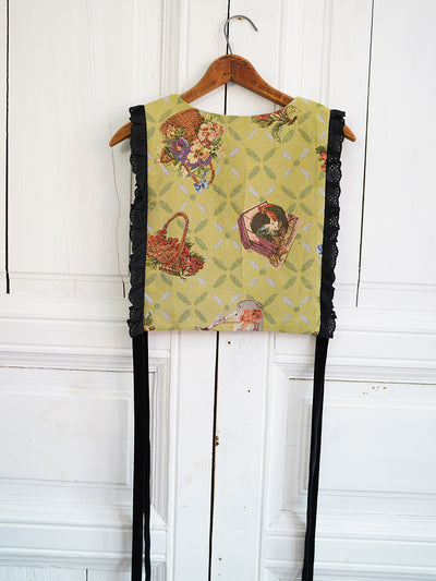 Unlogical Poem Cottage Style Yarn-dyed Patchwork Flower Lace Smock