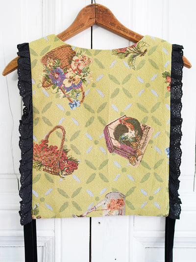 Unlogical Poem Cottage Style Yarn-dyed Patchwork Flower Lace Smock