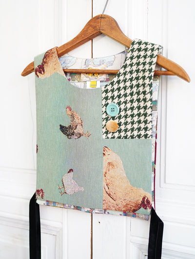 Unlogical Poem Cottage Style Hen Yarn-dyed Patchwork Smock