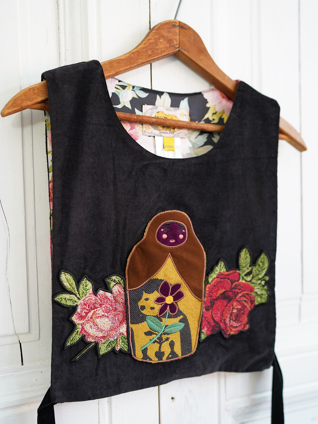 Unlogical Poem Doll Embroidery Patchwork Flower Smock