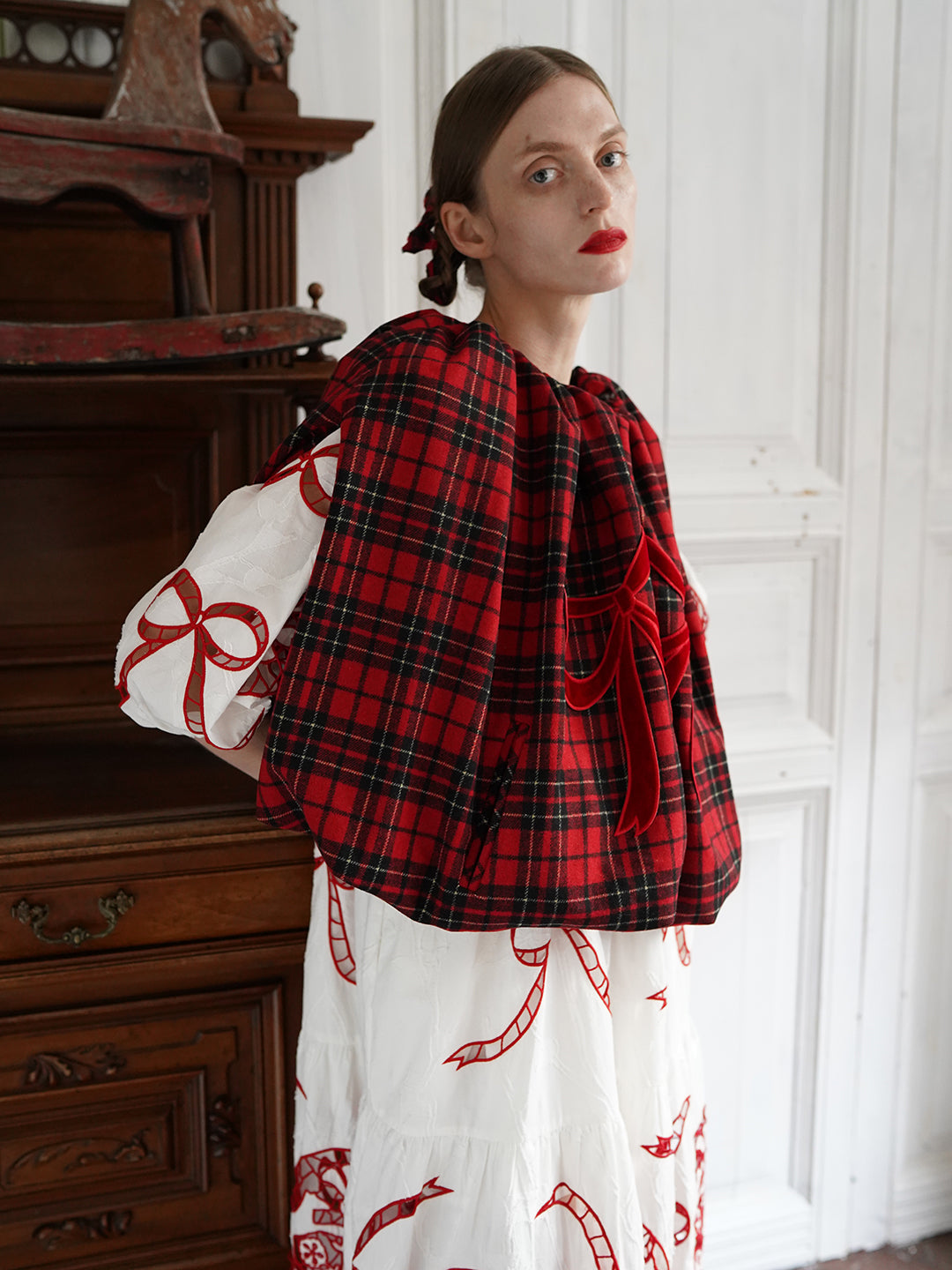 Unlogical Poem Victorian-style Tartan Woolen Top/Skirt