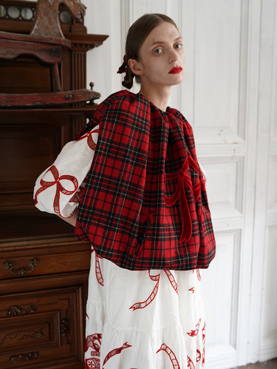 Unlogical Poem Victorian-style Tartan Woolen Top/Skirt