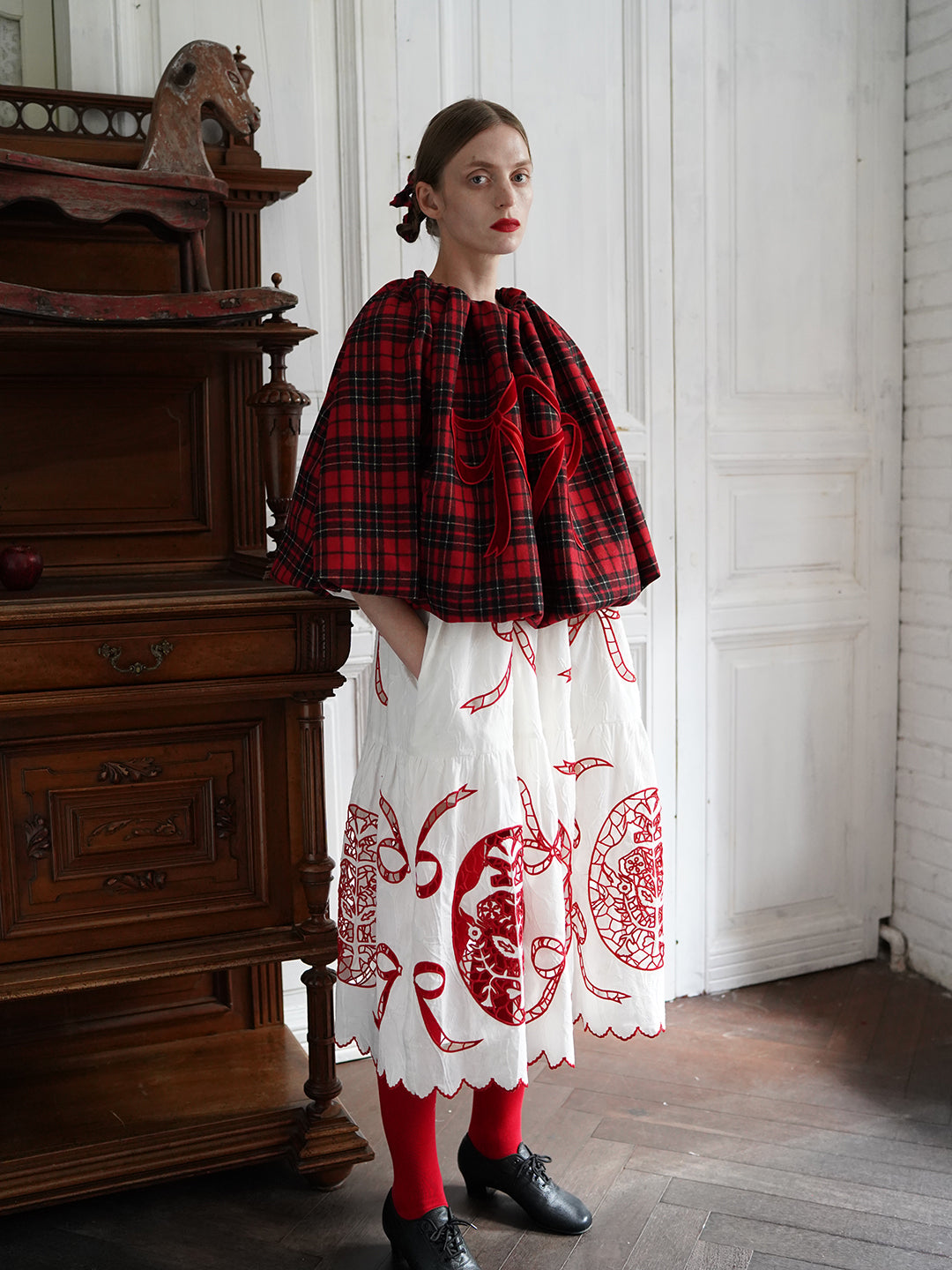 Unlogical Poem Victorian-style Tartan Woolen Top/Skirt