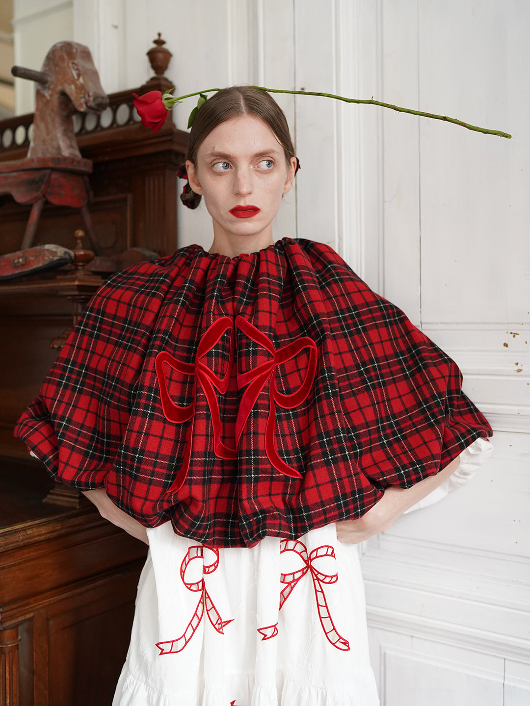 Unlogical Poem Victorian-style Tartan Woolen Top/Skirt