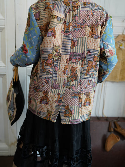 Unlogical Poem Cottage Style Yarn-dyed Patchwork Blazer