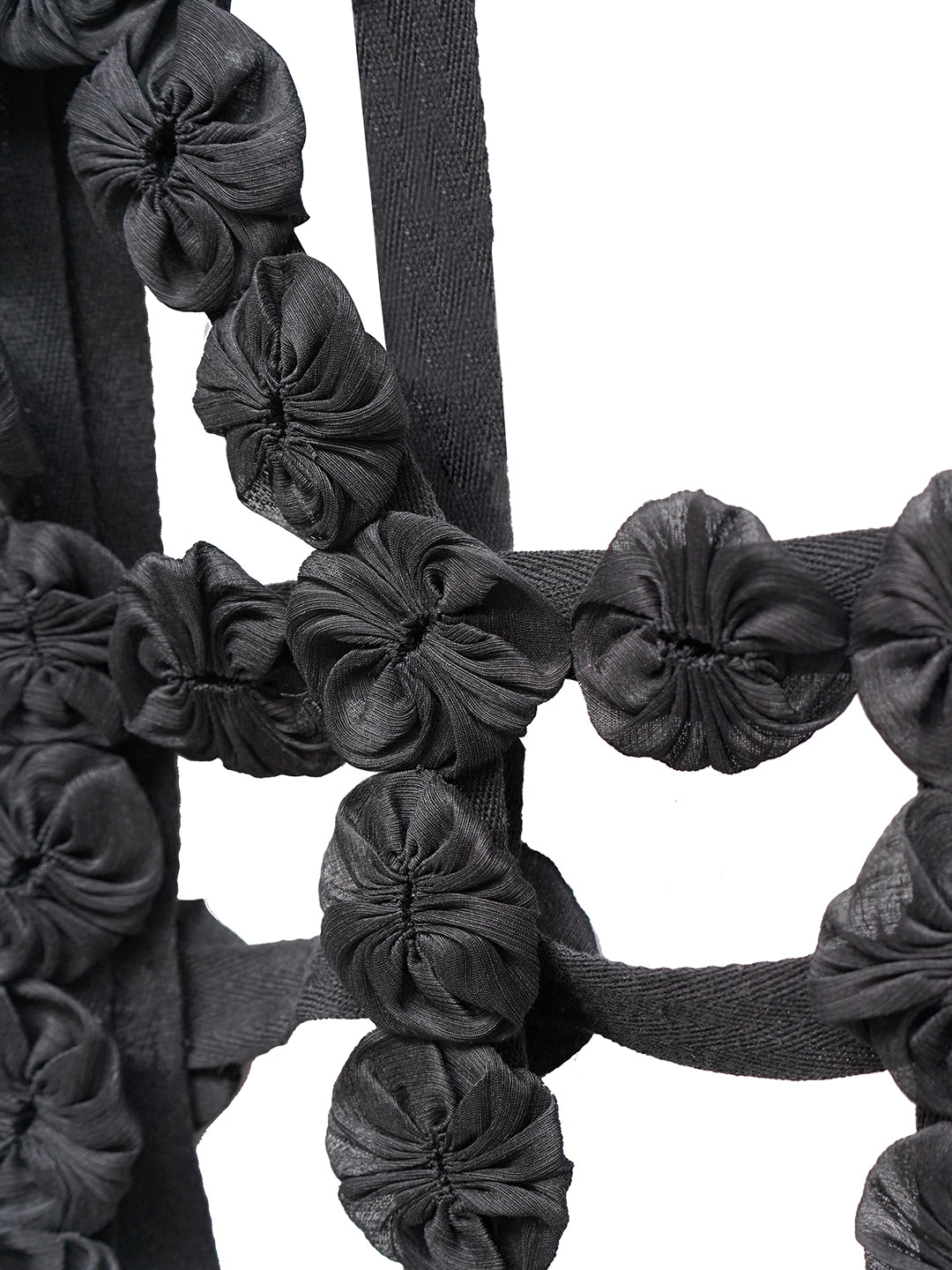 Unlogical Poem Handmade Yoyo Flower Black Smock
