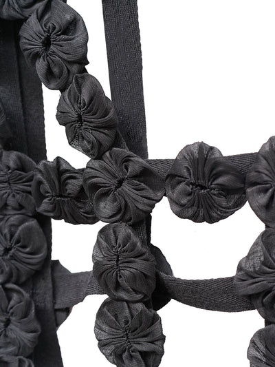 Unlogical Poem Handmade Yoyo Flower Black Smock