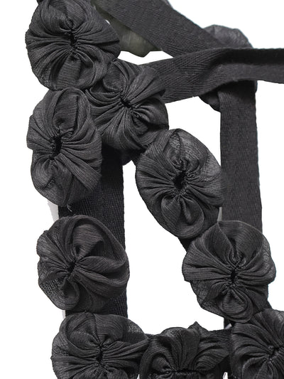 Unlogical Poem Handmade Yoyo Flower Black Smock