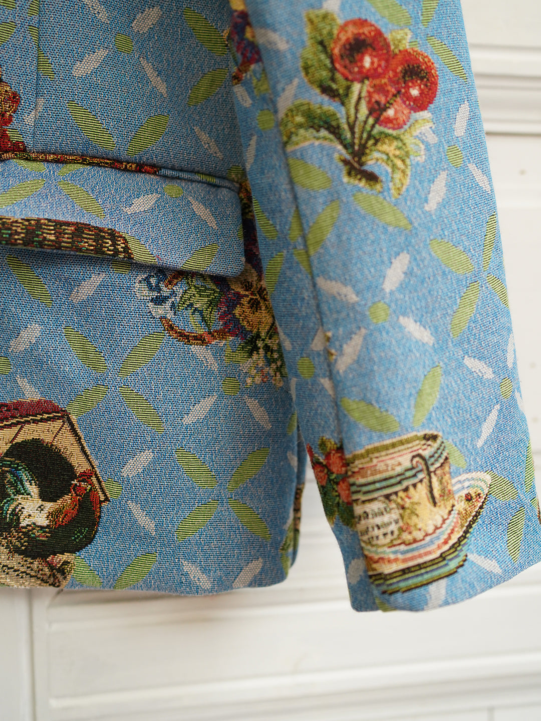 Unlogical Poem Cottage Style Flower basket yarn-dyed Blue Blazer