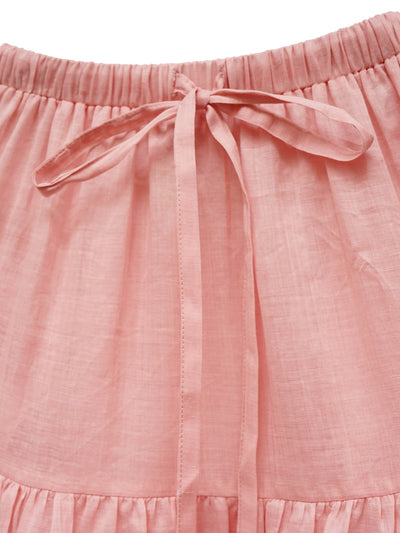 Unlogical Poem Retro Style Pleated Red/Pink Ramie Skirt