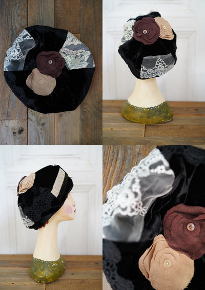 Unlogical Poem Illustration Print Patchwork Beret