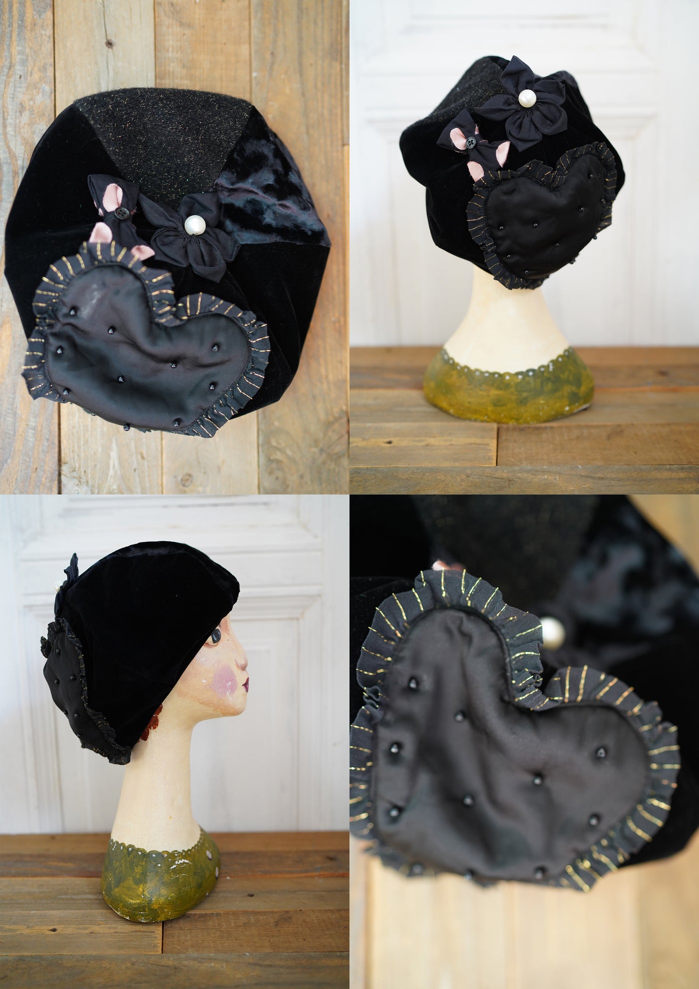 Unlogical Poem Illustration Print Patchwork Beret