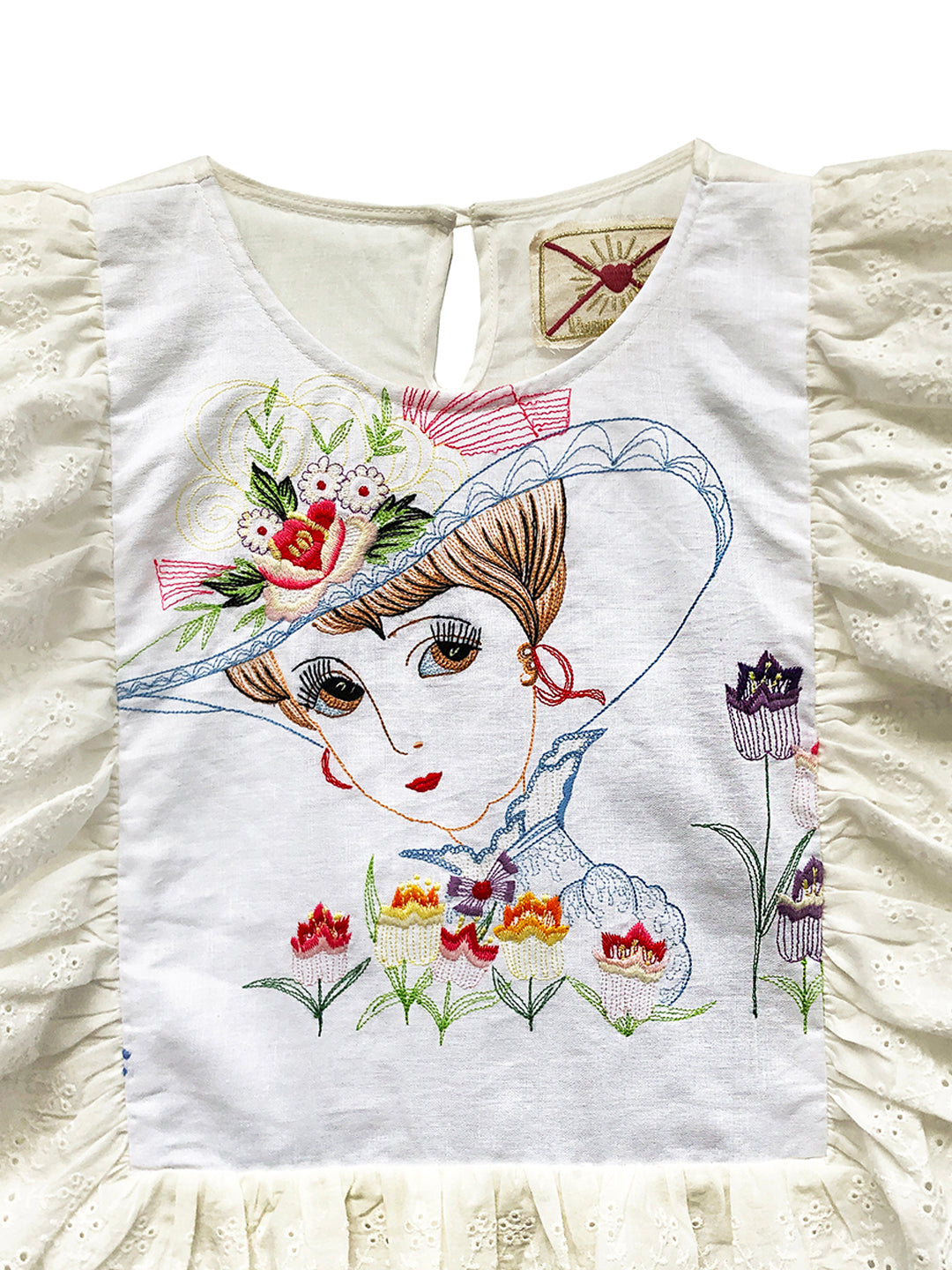 Unlogical Poem Retro Style Illustration Embroidery Patchwork Dress