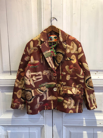 Unlogical Poem Cottage Style Mushroom yarn-dyed Blazer
