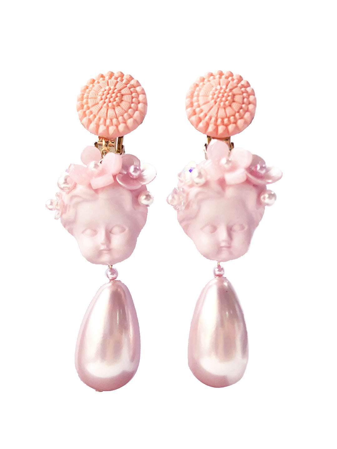 Unlogical Poem Corolla Doll Pearl Hand-made Ear Clips