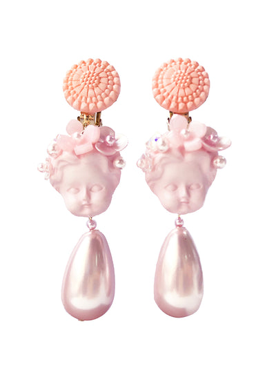 Unlogical Poem Corolla Doll Pearl Hand-made Ear Clips