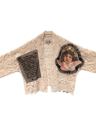 Unlogical Poem Angel Printed Poetry Embroidery Patchwork Kimono
